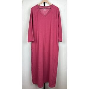 Vermont Country Store Heathered Sweatshirt Popover Nightgown Womens 2X Pink Cozy